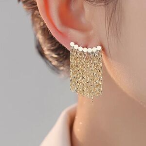 Anthropologie Gold and Cream Dangle Earrings